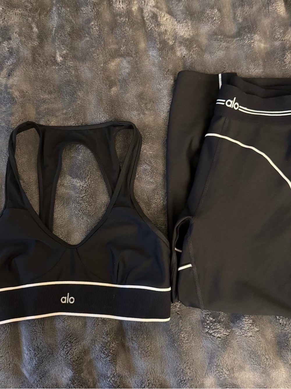 ALO Yoga Black Sports Bra with White Trim